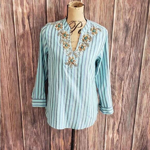 Soft Surroundings Beaded Embellished Top with pockets, Size PXS - Picture 1 of 15